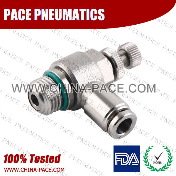 G Thread Air Flow Control Valve Stainless Steel Push-In Fittings, 316 stainless steel push to connect fittings, Air Fittings, one touch tube fittings, all metal push in fittings, Push to Connect Fittings, Pneumatic Fittings